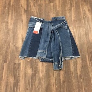 NEW ZARA Front Tie Denim Mini Skirt